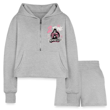 Load image into Gallery viewer, Women’s Cropped Hoodie & Jogger Retro Short Set - heather gray
