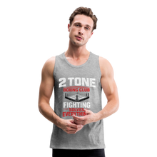 Load image into Gallery viewer, 2 Tone Fight Solves Everything Men’s Premium Tank - heather gray