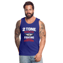 Load image into Gallery viewer, 2 Tone Fight Solves Everything Men’s Premium Tank - royal blue