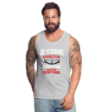 Load image into Gallery viewer, 2 Tone Fight Solves Everything Men’s Premium Tank - heather gray