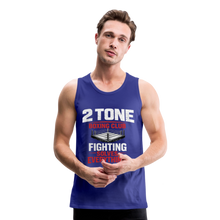 Load image into Gallery viewer, 2 Tone Fight Solves Everything Men’s Premium Tank - royal blue