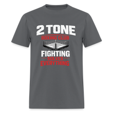Load image into Gallery viewer, Budget Men's 2 Tone Boxing Club Fighting Solves Everything T-Shirt | GILDAN 5000 - charcoal