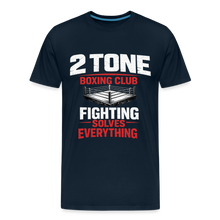 Load image into Gallery viewer, Men's Premium 2 Tone Boxing Club Fighting Solves Everything T-Shirt - deep navy
