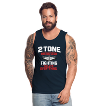 Load image into Gallery viewer, 2 Tone Fight Solves Everything Men’s Premium Tank - deep navy
