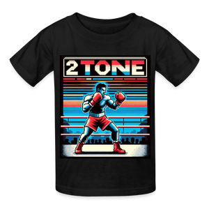 Youth 2 Tone Tyson Punch Out Hanes Youth Tagless T-Shirt - black