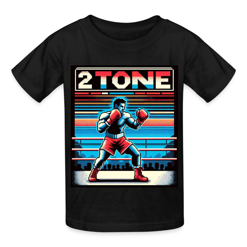Youth 2 Tone Tyson Punch Out Hanes Youth Tagless T-Shirt - black